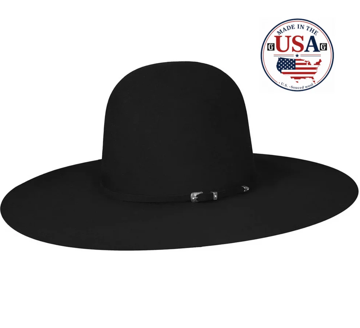 Open Crown Black 20X Beaver Felt Blend USA